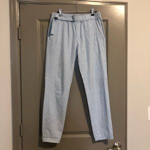 VINCE belted cotton light blue pant elastic size S